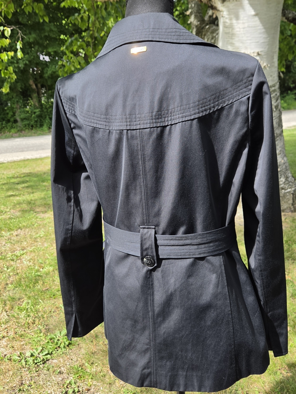 Ellen Tracy Black Belted Trench Coat - Picture 10 of 11